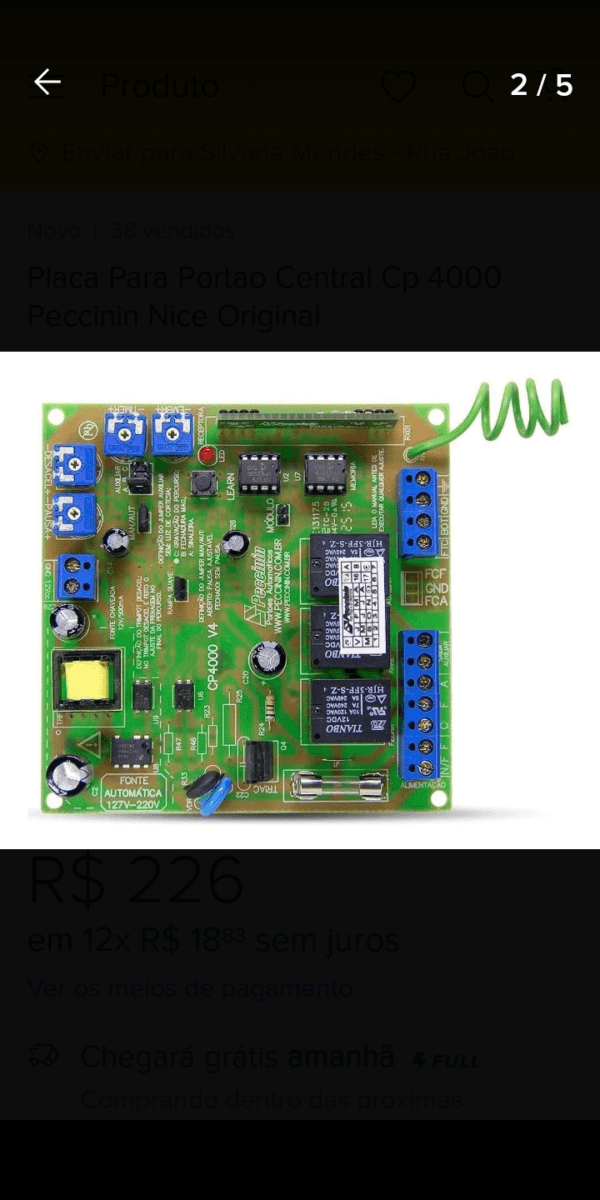 CENTRAL CP4000 PARA MOTOR DE PORTAO PECCININ
